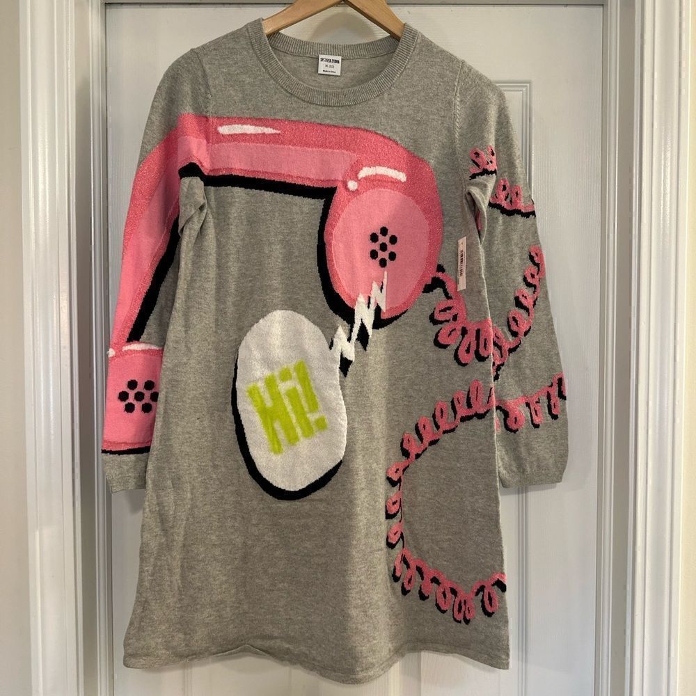 Spotted zebra dress sweater phone chat 80s size 12 XL NWT